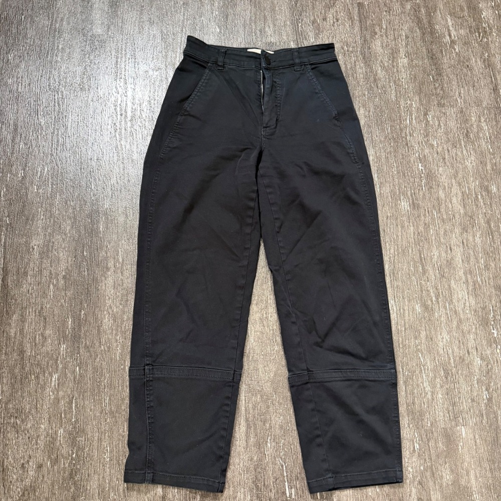 Everlane Utility Pants Women 00 Black High Rise Straight Leg Seam Detail Chino‎